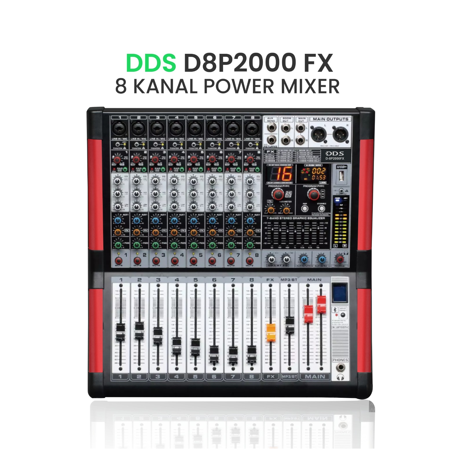 D–8P2000 FX POWER MIXER AMPLIFIER 8 KANAL POWER MIXER AMPLIFIER